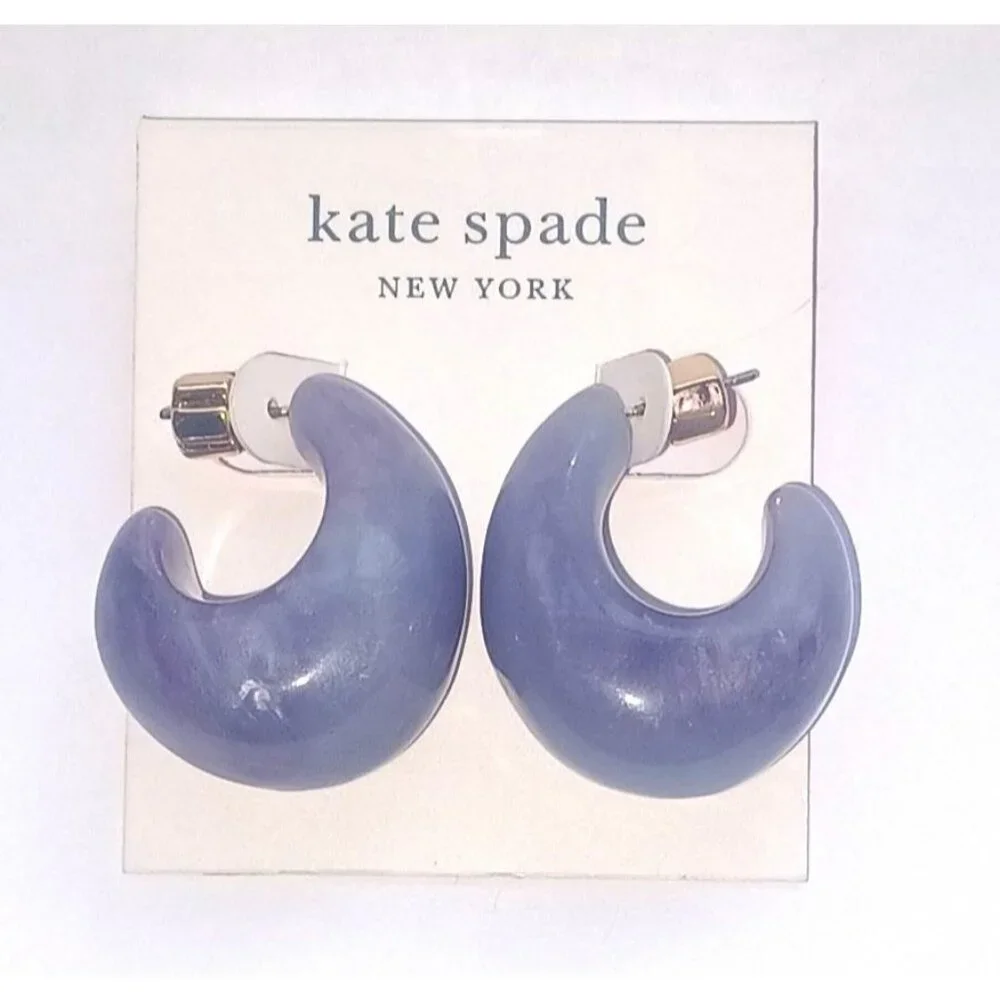 Kate Spade New York - Adore-Ables -Huggies Hoop Earrings - Blue multi -NWT - $58 - Picture 1 of 7